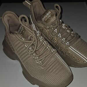 Steve Madden Athletic Shoes in Taupe with Rhinestone Accents